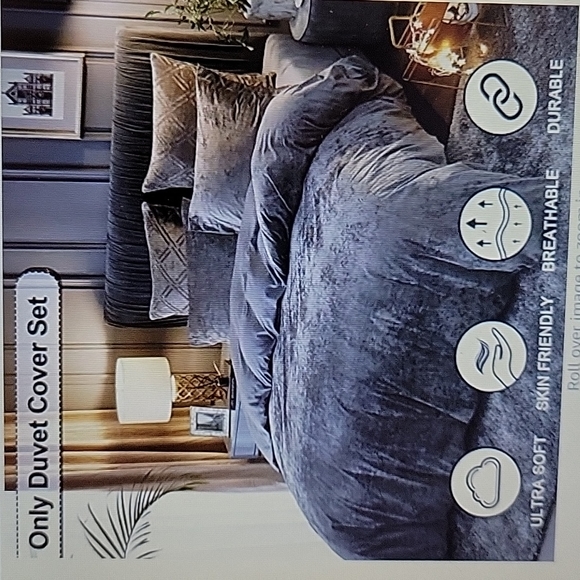 PHF Bedding Phf Truly Velvet King Dark Gray Duvet Cover 3 Piece Set With Shams 4x90 New